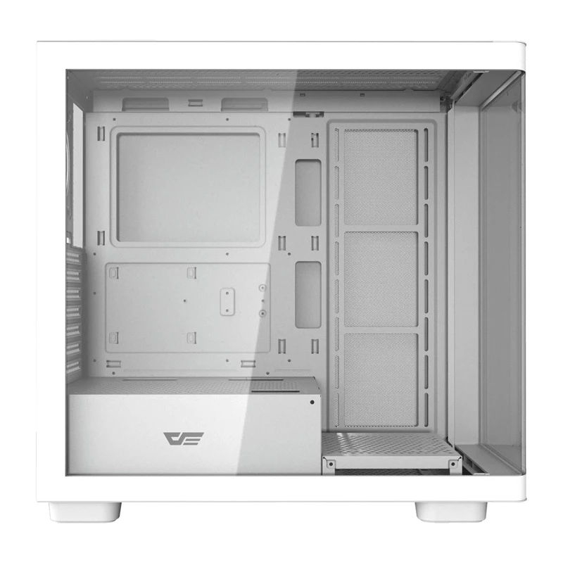 Caja de ordenador DarkFlash DS900G blanca — Mid-Tower, cristal templado, sin ventiladores