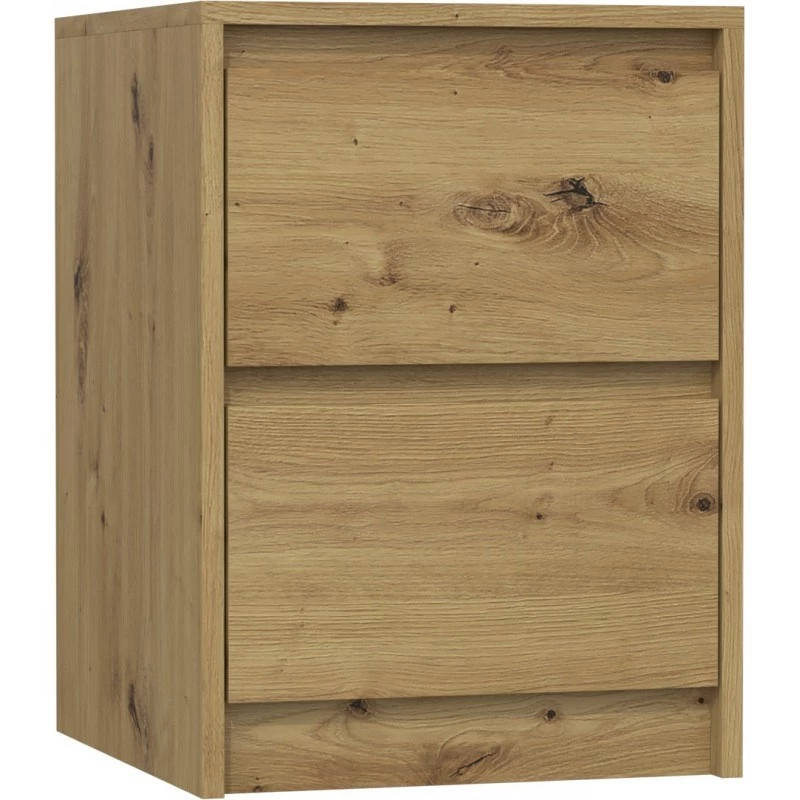 Mesita de noche Topeshop K2 ARTISAN 2 cajones roble