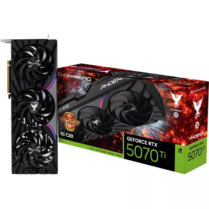 Tarjeta gráfica GAINWARD GeForce RTX 5070 Ti Phoenix-S GS, 16 GB GDDR7, PCIe 5.0, 256-Bit, 2295 MHz