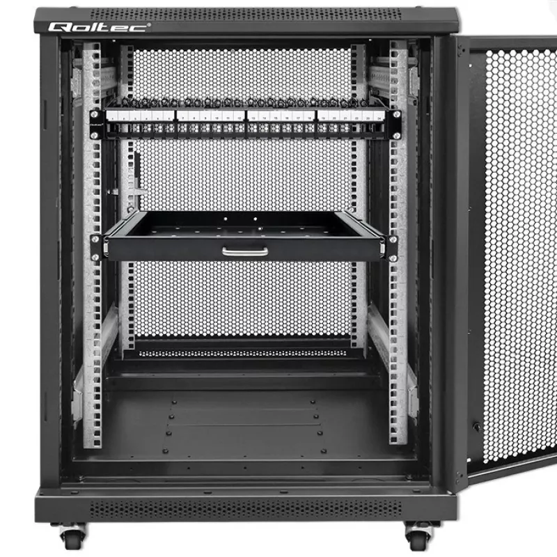 Qoltec 54516 panel de parcheo para rack de 19 pulgadas, 24 puertos, 1U, UTP, negro