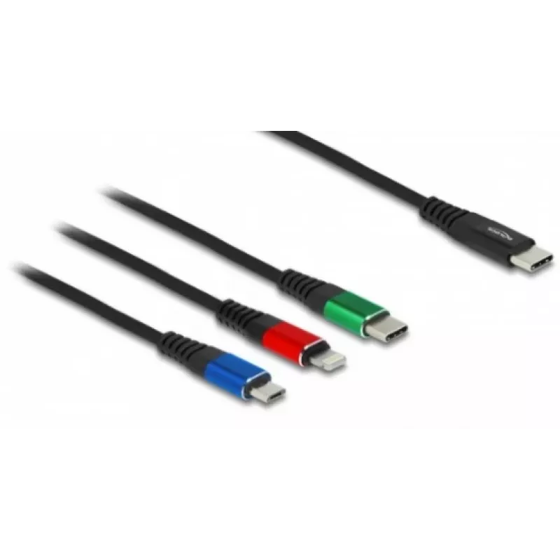 Cable de carga USB 3 en 1 DeLOCK USB Type-C Lightning Micro USB 30 cm