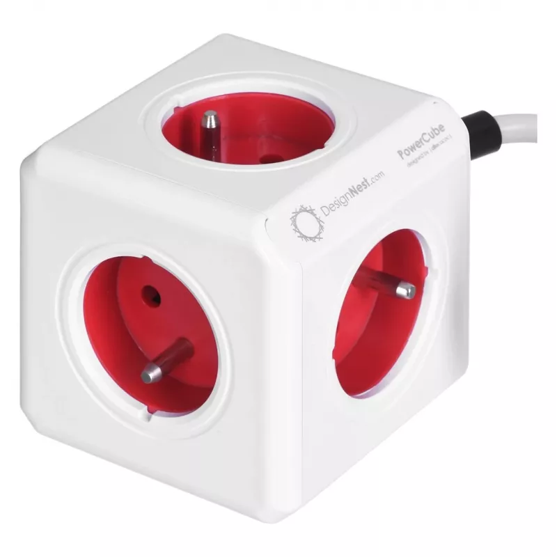 Allocacoc 2304/FREXPC regleta de enchufes 3 m 5 tomas AC interior rojo, blanco