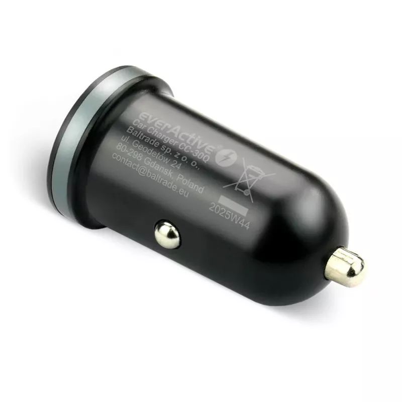 Cargador de coche everActive CC-30Q QC3.0 35W – 1x USB-A, 1x USB-C, carga rápida