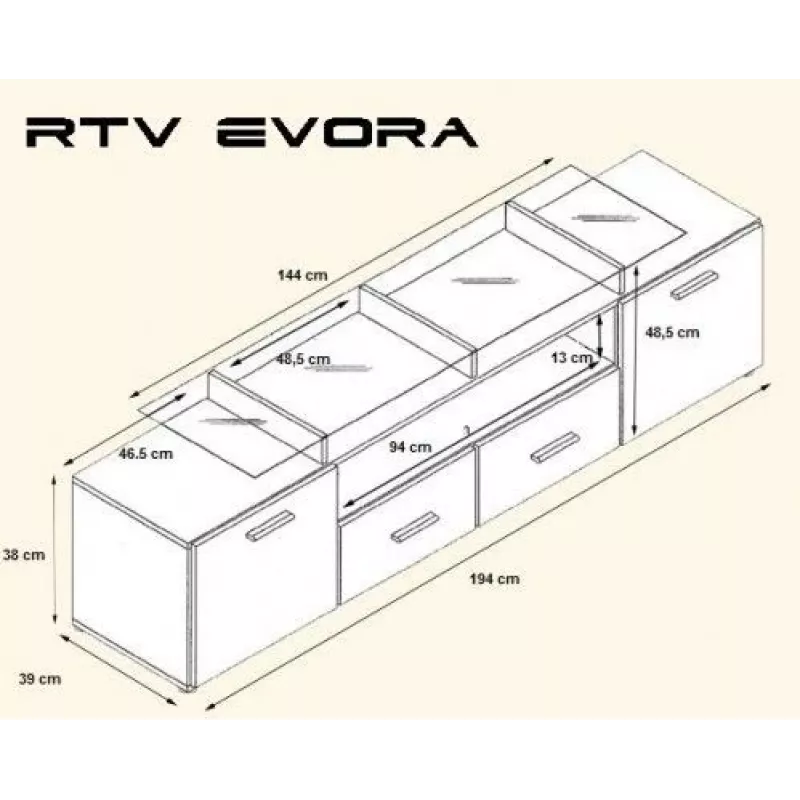 Soporte de TV Cama EVORA 200 blanco/blanco brillante
