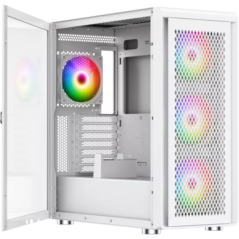 Caja PC Silentware Air 100 White — semitorre compatible ATX, acabado blanco