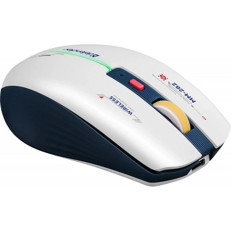 Ratón gaming inalámbrico DEFENDER MM-282 RF — ambidiestro, óptico 1800 DPI, 5 botones, USB, a pilas