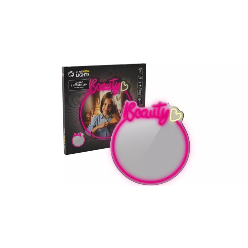 Luz LED de neón para espejo MANTA MASNL130PK Style Neon Lights BEAUTY, acento rosa, iluminación decorativa para espejo