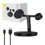 Estación de carga inalámbrica magnética 3 en 1 Baseus Swan 20W negra versión universal (incluye: USB Type-C 3A 1m)