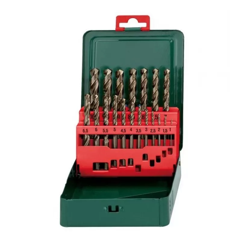 Juego de brocas Metabo HSS Cobalt 19 piezas DIN 338, vástago cilíndrico