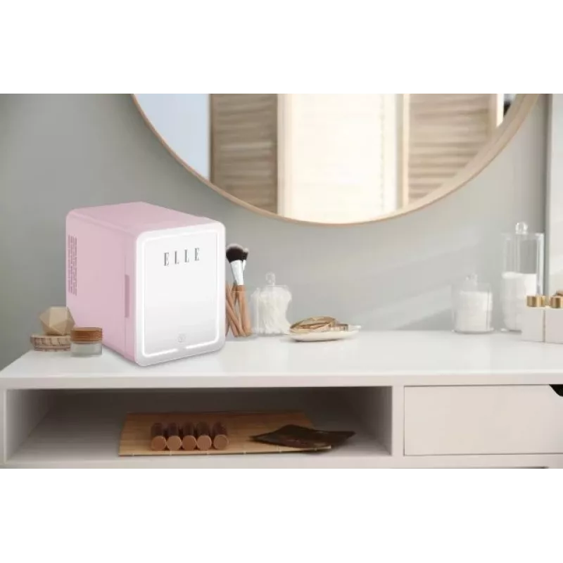 Mini nevera con espejo de maquillaje LED Elle ESDAFX04PUEU 4 L, lila