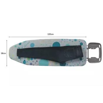 Tabla de planchar de tamaño completo Vileda — patas de acero inoxidable 1200×380 mm superficie de planchado altura 75–96 cm plegable soporte para plancha