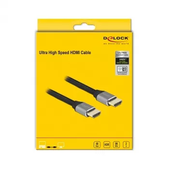 Cable DELOCK Ultra High Speed HDMI 48 Gbit/s 8K 60Hz Gris 2 m Certificado