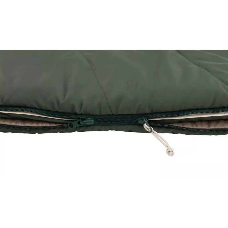 Saco de dormir semirrectangular Outwell Caldera Lux — poliéster, 800 mm de ancho, 2200 mm de largo, altura máxima del usuario 190 cm, verde