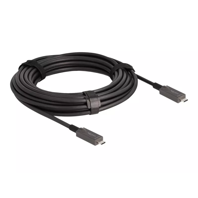Cable activo óptico DeLOCK USB-C vídeo + datos + PD 10 m negro