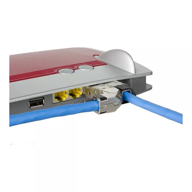 METZ CONNECT - conector de red - RJ-45 (M) recto - apantallado - libre de halógenos, sin gancho - rojo (130G405032-E)