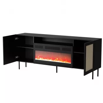 Cómoda JUTA EF + chimenea eléctrica 202x39.5x85 negro + linol calabria