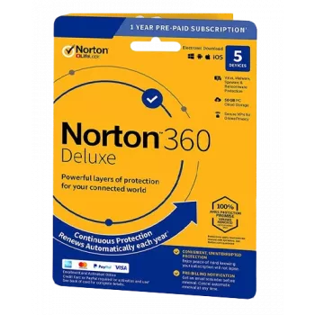 Norton 360 Deluxe | 5 dispositivos | 1 año | 50 GB de almacenamiento en la nube | EU | SIN SUSCRIPCIÓN |