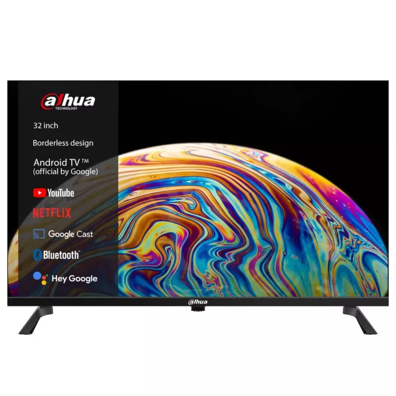 Dahua DHI-LTV32-SD100 Smart TV LED HD Ready de 32" (80 cm), 1366x768, Android TV, Wi-Fi, Bluetooth, 2x HDMI, DVB-T2/C/S2, 60 Hz, VESA 200x200, negro