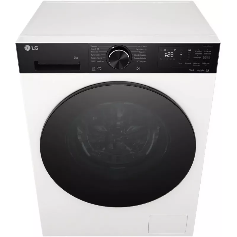 Lavadora LG | F2X50S9THB | Clase de eficiencia energética A | Carga frontal | Capacidad de lavado 9 kg | 1200 rpm | Profundidad 48 cm | Anchura 60 cm | LED | Función vapor | Accionamiento directo | W