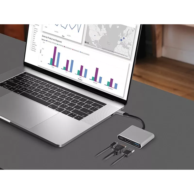 Adaptador A-1, USB-C HDMI 4K, USB 3.0, PD 100W