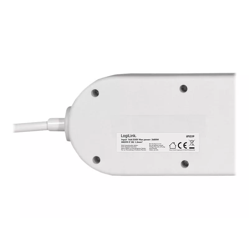 Regleta de alimentación LogiLink LPS259 1,5 m 6 tomas AC interior blanco