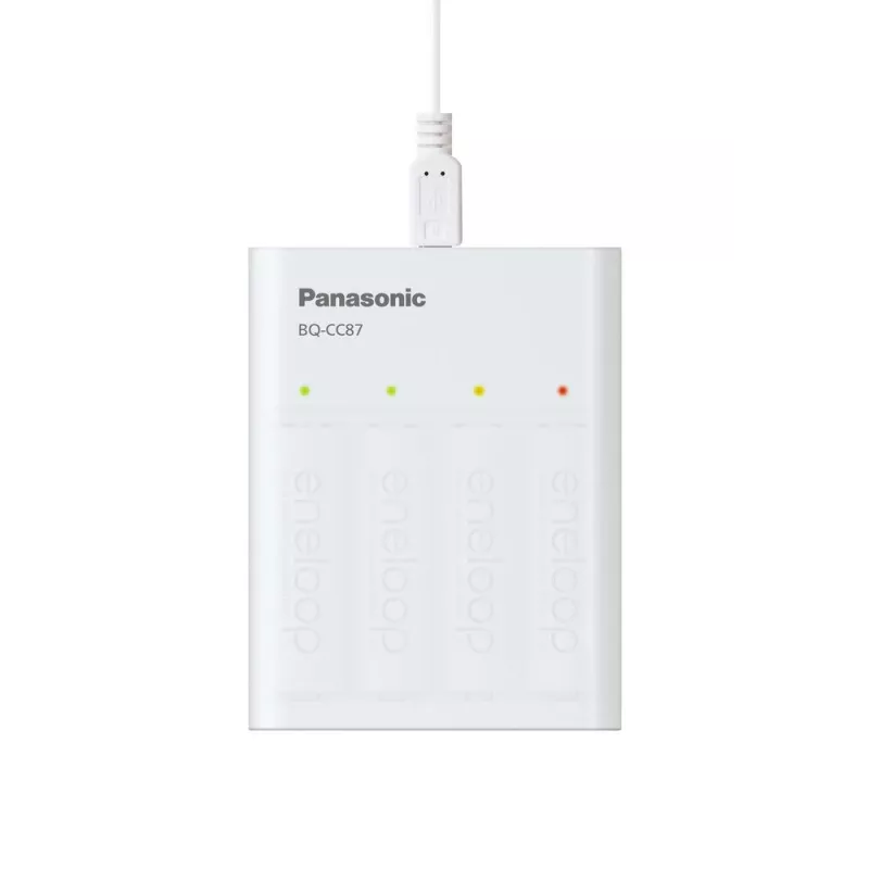 Cargador USB PANASONIC Eneloop Smartplus BQ-CC87 + 4x AA 2000 mAh (K-KJ87MCD40USB)