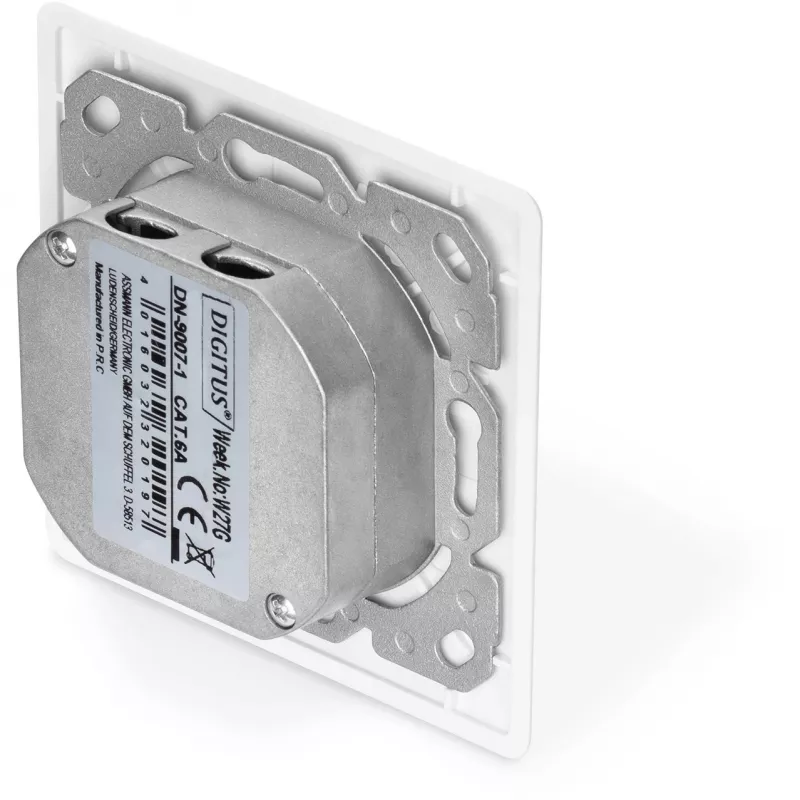 Toma de red Digitus DN-9007-1 CAT 6A Clase EA, 2x RJ45, apantallada, empotrable, blanca