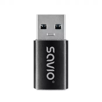 Adaptador de cable de vídeo Savio AK-81 USB Type-C USB Type-A negro