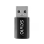 Adaptador de cable de vídeo Savio AK-81 USB Type-C USB Type-A negro