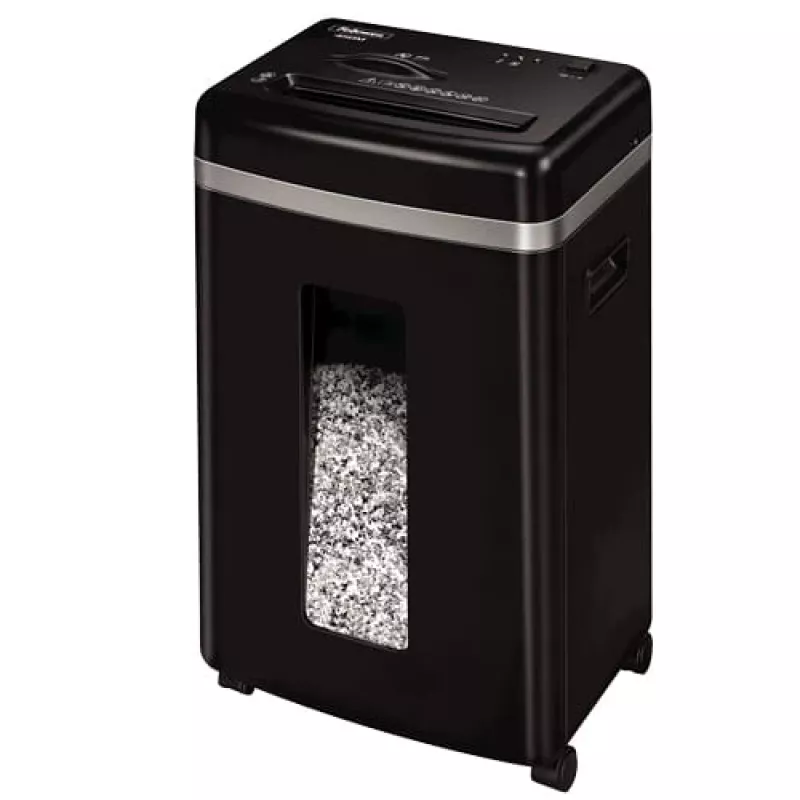 Destructora de documentos Fellowes Powershred 450M microcorte, capacidad 9 hojas, 2 x 12 mm, contenedor de 22 litros, negro