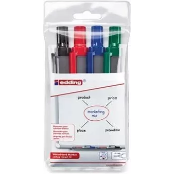 Rotulador Edding retract 12 4 uds. punta redonda negro azul verde rojo