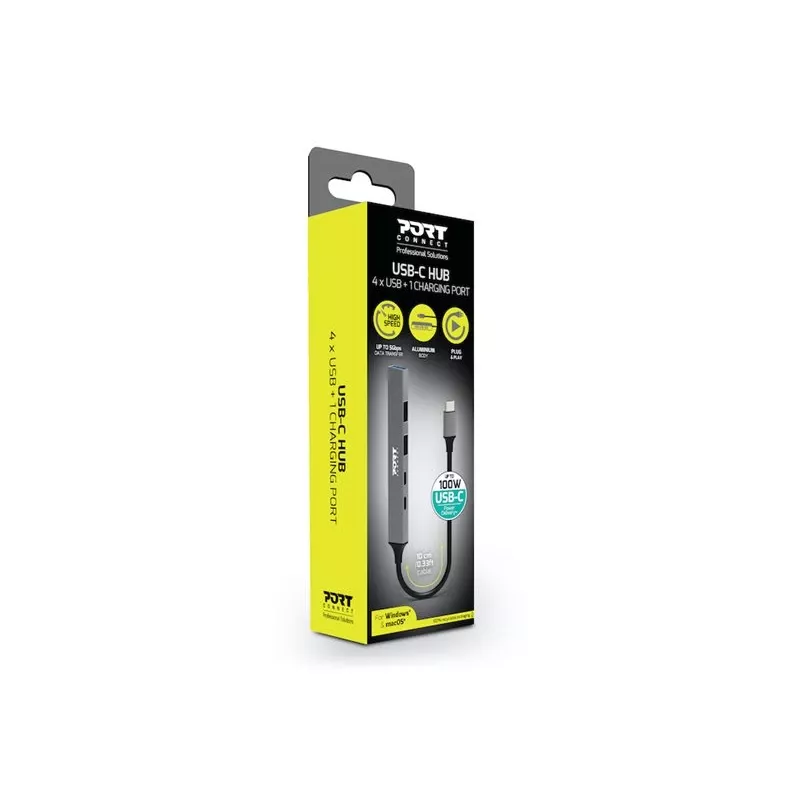 Hub USB Port Designs 900163 Type-C 5000 Mbit/s Plata