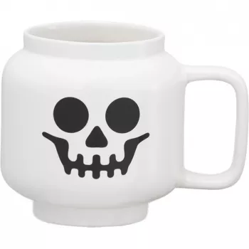 Taza de café LEGO SKELETON, 255 ml, blanca, en caja de cerámica, con forma de cabeza de minifigura LEGO - 1 unidad