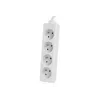 Regleta de enchufes 1,5 m, blanca, 4 enchufes, cable de cobre macizo
