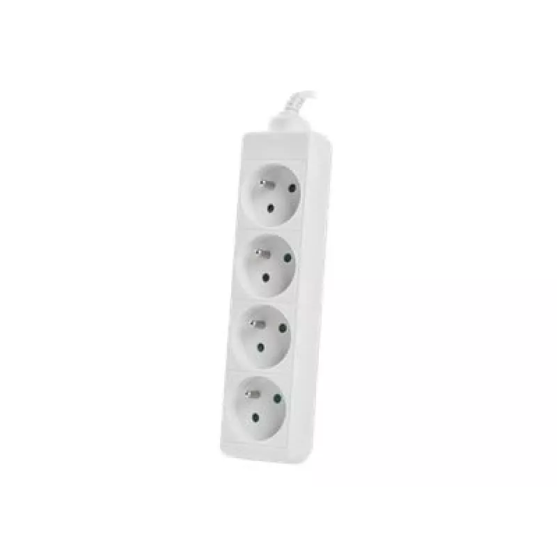 Regleta de enchufes 1,5 m, blanca, 4 enchufes, cable de cobre macizo