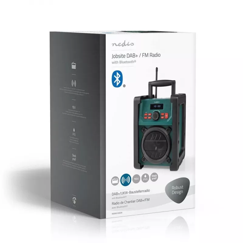 Radio Nedis RDDB3100GN 15W Bluetooth IP65 Negro/Verde