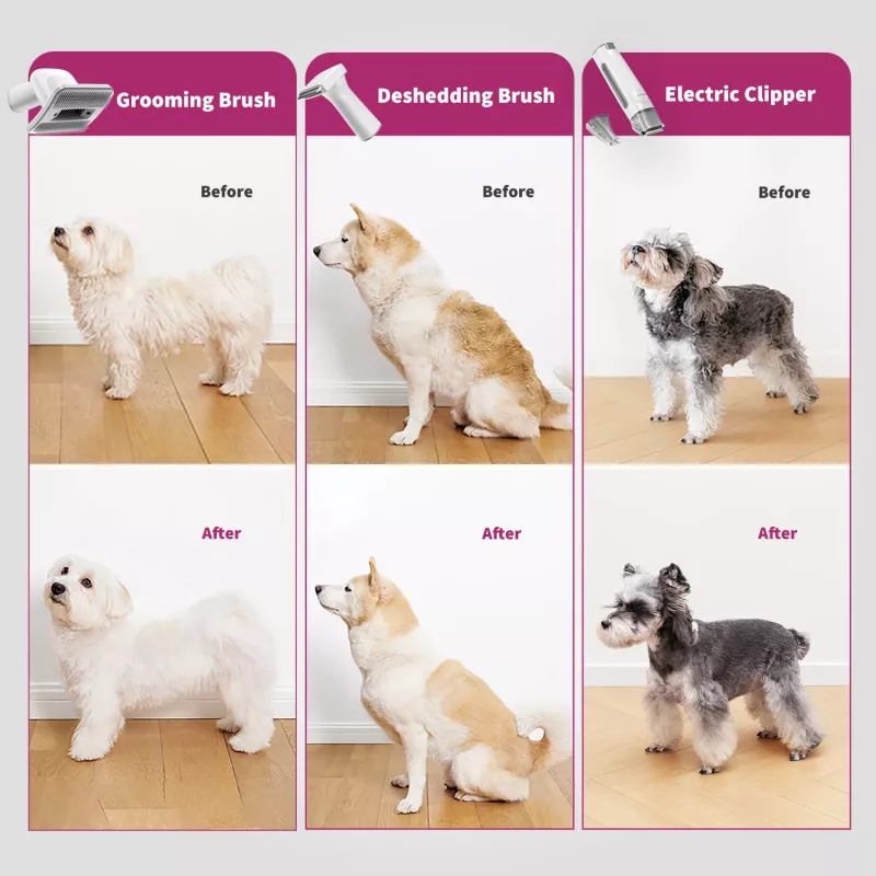 PETKIT AirClipper 5-in-1 LM4 kit de aseo para mascotas con aspirador, gris/blanco