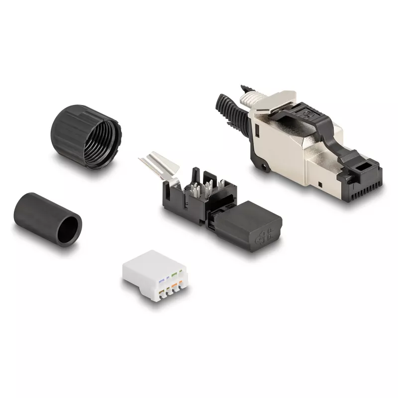 DeLOCK 86016 conector de cables RJ45/LSA negro plateado conector macho