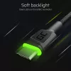Green Cell Ray KABGCSET02 set de cables USB-A a USB-C (3 uds.), 1,2 m, 480 Mbps, retroiluminación LED verde