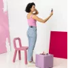 Espejo de maquillaje de pie Medisana 23603 — redondo blanco, a pilas, plegable, iluminación integrada