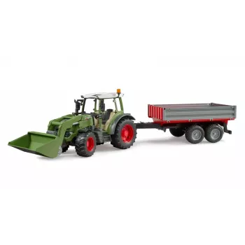 Tractor de juguete BRUDER Fendt Vario 211 con pala frontal y remolque lateral