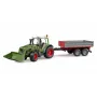 Tractor de juguete BRUDER Fendt Vario 211 con pala frontal y remolque lateral