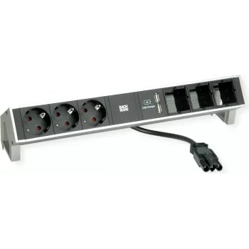 Desk2 3Schuko 3ABD cargador USB acero inoxidable (902.449)