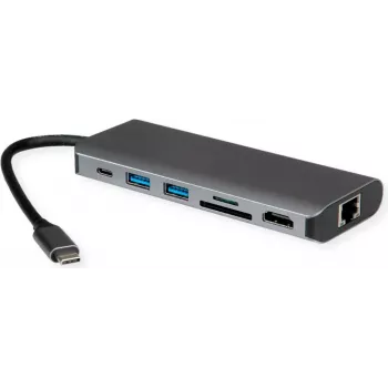 Estación de acoplamiento ROLINE 12021123 USB 3.2 Gen 1 Type-C gris Ethernet 1000 Mbit/s
