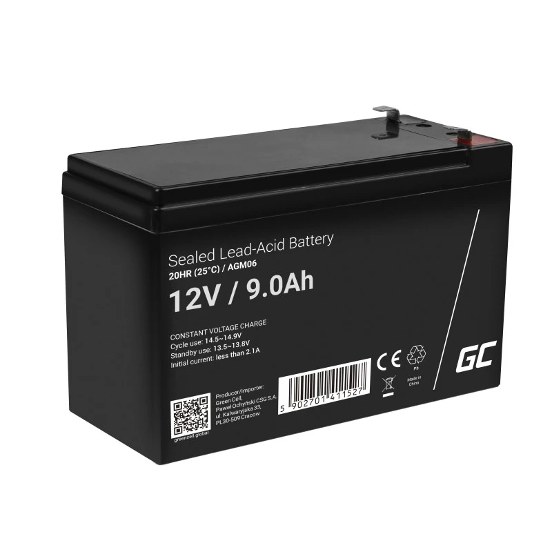 Batería para SAI Green Cell AGM06 — 12 V 9 Ah plomo-ácido VRLA 95 × 151 × 65 mm, 2,3 kg