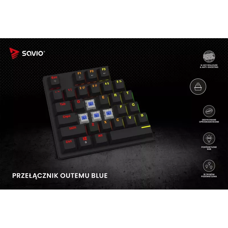 Teclado mecánico RGB Tempest X2 Outemu Blue Savio Savgk-tempest X2 Bl