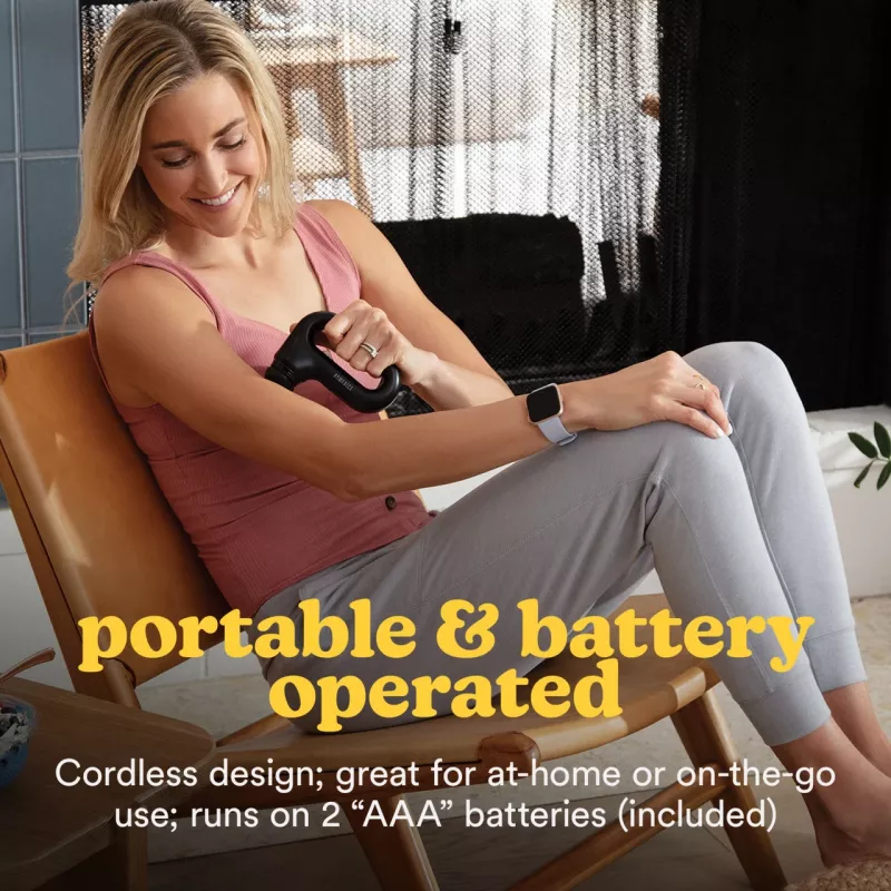 Pistola de masaje vibratoria portátil HoMedics HHP-120BK – masajeador de percusión compacto recargable