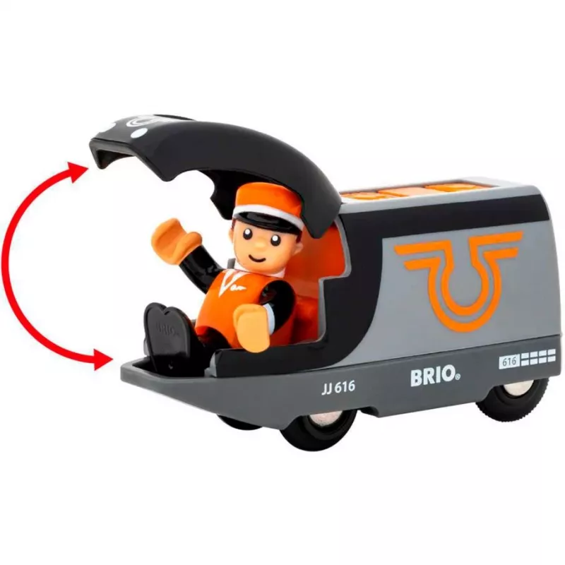 Tren de pasajeros BRIO 63604700 naranja-negro, set de tren de juguete de madera, compatible con vías BRIO