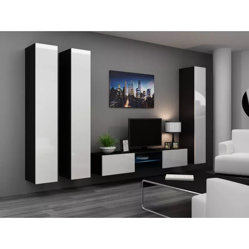 Armario cerrado Cama VIGO '180' 180/40/30 blanco/negro brillo