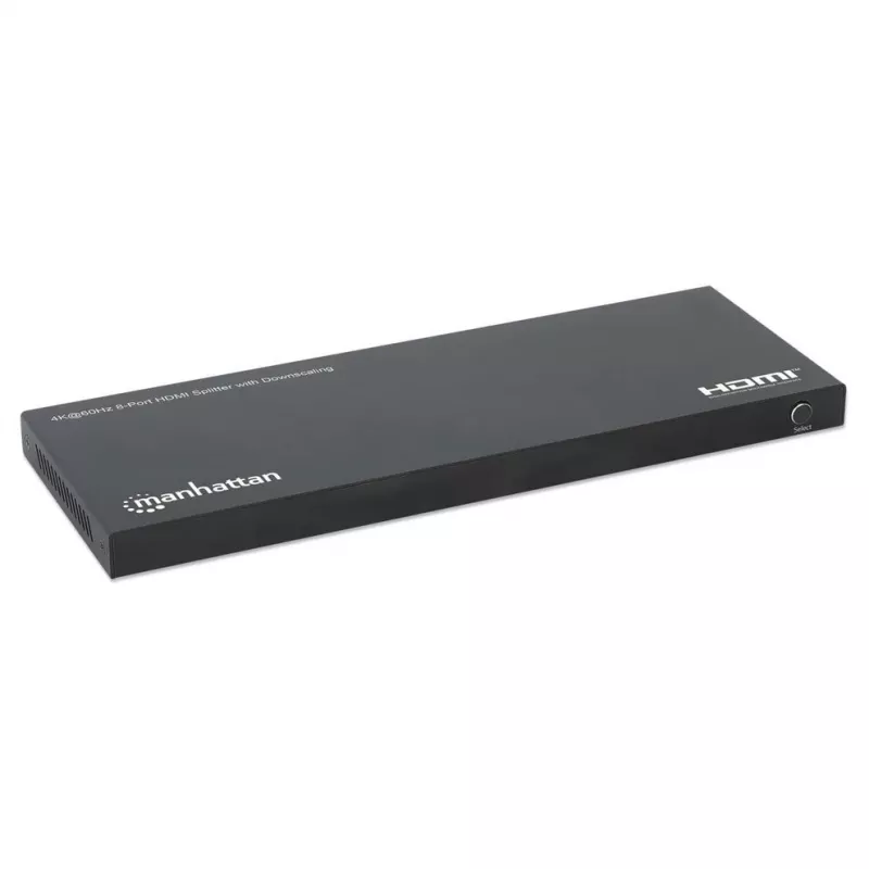 Splitter HDMI Manhattan 4K@60Hz 8 puertos con downscaling, distribuye una señal de entrada HDMI a ocho salidas HDMI (1x8), 18G, conmutador EDID para downscaling, Negro